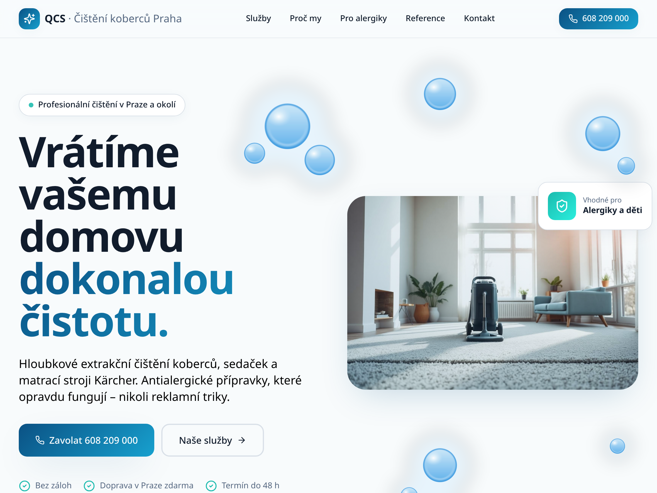 Ukázka projektu QCS – Čištění koberců Praha